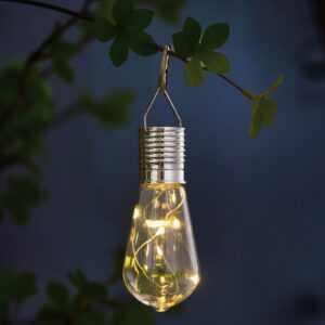 Felakasztható szolár lámpa - izzó - 4 melegfehér LED - 4,7 x 11 cm/db