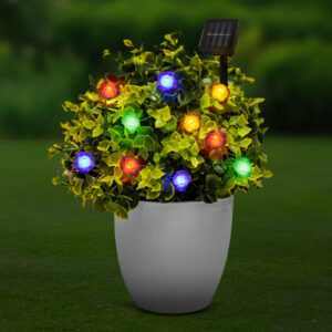 LED szolár fényfüzér - virág - 2,3 m - 20 LED - színes