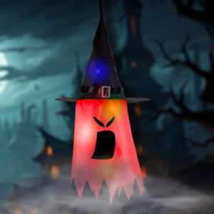 Halloween-i LED dekor - szellem - piros - 10 színes LED