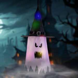 Halloween-i LED dekor - szellem - rózsaszín - 10 színes LED