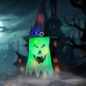 Halloween-i LED dekor - szellem - zöld - 10 színes LED