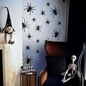 Halloween-i dekoráció - pók szett - öntapadós - fekete